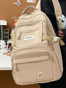 1pc Back To School Classic Basic Backpack With Laptop Compartment And Adjustable Shoulder Straps, Spacious Design With Multiple Pockets, Lightweight Casual Travel Backpack Suitable For Women/Girls/Teens/Students/Graduates, Ideal For Daily Use, Outings, Travel, School And Back To School. - Multicolor - View 8