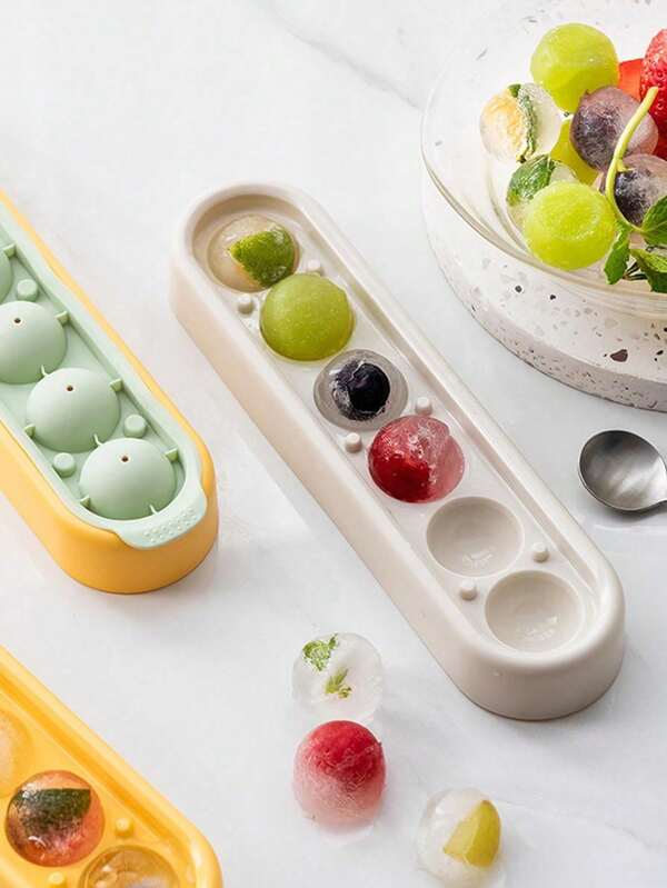 1pc Silicone Ice Cube Mould, Modern Ball Shaped Two Tone Ice Cube Maker Tray For Kitchen