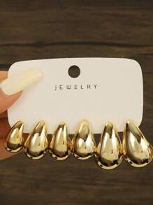 Set de 6 pares de pendientes con forma de gota de agua, ligeros, adecuados para uso diario de mujeres