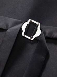 New Men's Herringbone Check Waistcoat, Vintage Turndown Collar Metal Chain Decor Gilet