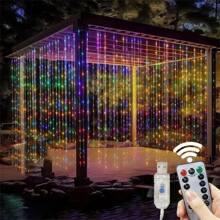 Luzes de fundo para decoração de Natal, luzes LED suspensas para ambientes internos, fonte de alimentação USB, luzes de cortina para quarto, 8 modos de iluminação, crie uma atmosfera festiva