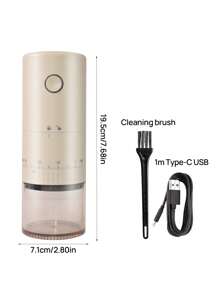 Brutelle 1pc Coffee Grinder USB Rechargeable Electric Coffee Grinder Adjustable Coarse And Fine Grinding Machine Suitable For Home Office Coffee Corner School