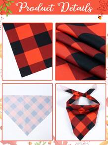 2pcs Fall Dog Bandanas, Thanksgiving Decoration Saliva Towel, Orange & Red & Balck Buffalo Plaid Pet Scarf, Festival Holiday Halloween Bandana For Puppy Medium And Large Dogs Pet Supplies,Autumn Party Favors,24.4 X 17.3 Inches
