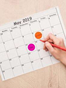 Rollo de 500 piezas / Pegatinas redondas de colores, etiquetas sencillas, etiquetas para escribir, 8 colores para manualidades, adecuado para oficina, aula, estudiantes, papel, útiles escolares (2.54 cm) - Multicolor - Ver 2