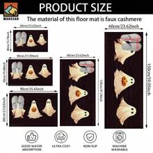 1 pièce Tapis antidérapant de salle de bain avec motif de citrouille fantôme d'Halloween, en matériau de cachemire artificiel, avec décoration moelleuse, convient pour les portes, les salles de bain, les cuisines et autres occasions, lavable en machine, antidérapant, décoration quotidienne, peut être offert en cadeau