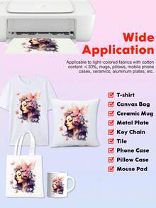 100 Sheets A4 High-Quality Heat Transfer Paper, 100g High Transfer Rate Fast Drying Type, Compatible With All Inkjet Printers, Suitable For T-Shirts, Mugs, Phone Cases, MDF, Hats And Other Products - Multicolor - View 4