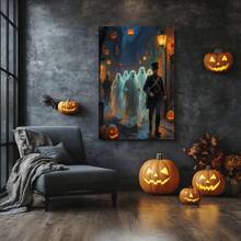 1 Piece,Follow The Ghosts Of The Army , Halloween Modern Frameless Art Decoration Painting, Printed Posters Mural, Waterproof Canvas,Suitable For Home, Office, Bedroom, Living Room, Study, Bathroom, Bar, Wall Arts And Home Decoration, Is An Ideal Holiday Gift Halloween Decor Fall Decor Room Decor