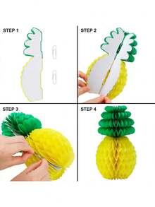 3 件装节日菠萝蜂窝中心装饰纸巾菠萝桌挂装饰热带夏威夷丛林派对，菠萝装饰品适合热带派对夏季夏威夷卢奥派对