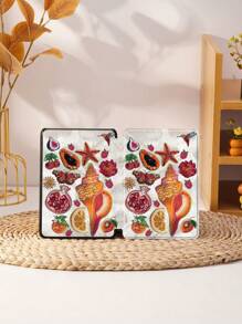 Funda protectora para tableta con estampado de collage de conchas, frutas y perlas de colores, compatible con iPad 9.7/10.2/10.5/10.9/12.9/Pro 11, 10th Gen, compatible con Samsung Galaxy Tab S6 Lite 10.4 pulgadas, compatible con Kindle Paperwhite 12th Gen 2024, Kindle (11th Generation) 2022 Release, con protección antirraídas y función de soporte y encendido/apagado automático