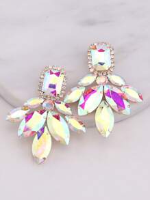 ACEHLN Elegant Copper Alloy Teardrop Angel Wings Dangle Earrings With Sparkling Rhinestones Perfect For Daily Wear, Weddings, And Holiday Celebrations, Everyday Earrings|Teardrop Dangle Earrings|Rhinestone Adorned Earrings