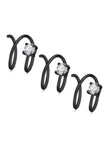 Inel de nas dublu, cerc pentru piercing simplu, oțel inoxidabil, spirală răsucită, 20G, 8/10mm, piercing nas, cerc pentru femei, inel de nas în formă de stea