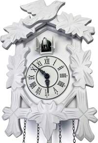 Cuckoo Clock Vintage Large Wooden Wall Clock Handcrafted 13x9.5 Inch (White)
