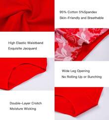 Women's Cotton High Waist Tummy Control Panties Jacquard Ladies Panty Multipack - Comfort - 簡報 04 - 5 件裝 - 紅色 - 查看 5