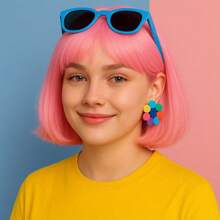 Pink Wavy Short Wig – 12" Curly Pastel Bob Synthetic Wig For Women Girls, Ideal For Cosplay Or Party