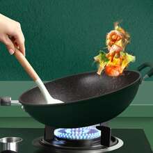Nonstick Wok With Lid 34cm Stir Fry Pan For Cooking Compatible With Induction/Gas Stove - Green - View 5