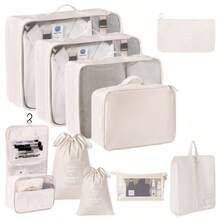 10Pcs Packing Cubes Compression Travel Luggage Storage Bags Organiser UK - Black - View 13