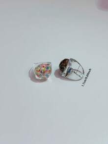 1 件/2 件梦幻绝对彩色渐变树脂透明不对称纹理闪光戒指，适合女性日常休闲装装饰和赠送朋友