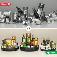 3 Pack Lazy Susan Spice Rack Turntable Cupboard Organiser Rotating Kitchen Shelf - Black - View 6