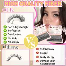 418Pcs Fluffy Clusters Lash Extension Kit Thick Eyelash Extension Kit 40D Wispy Cluster Individual Lashes Kit With Lash Bond And Seal, Eyelashes Tweezers, Lash Brush DIY At Home And Reusable(418Pcs,8-18mm)