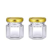 4个45毫升迷你玻璃密封罐，六角钻石隔层瓶，蜂蜜罐/梅森罐，带螺旋盖，适用于食品包装、DIY工艺品、婚礼礼物等。 - 彩色 - 查看 10