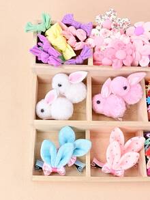 123 件女孩发饰套装，可爱百搭的发夹、发圈、蝴蝶结、花朵、蝴蝶图案的松紧带 - 送给女孩派对和节日发型的完美礼物 - 混合色 - 查看 3