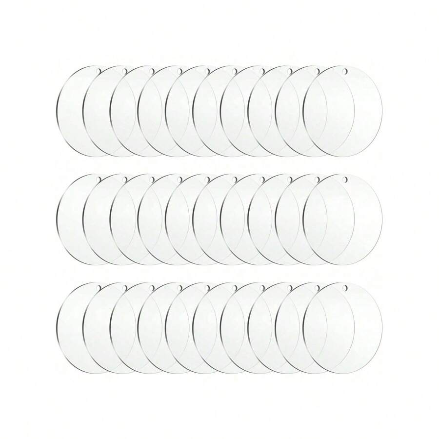 50pcs Acrylic Ornament Blanks,Round Circle Acrylic Blanks Bulk For Vinyl Clear For Wedding Seat Card Acrylic Discs Keychain With Hole For Engraving DIY Projects And Art Crafts