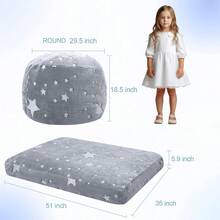 Kids Bean Bag Chair Turn Into Beanbag Bed, Unicorn Toddler Bean Chair For Girl Boy Sleeping, Lazy Children Sofa Couch With Filler, Convertible Child Floor Mattress, Glowing Grey Star - 芥末黃 - 查看 2
