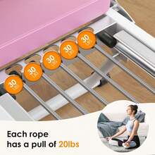 DlandHome Pilates Reformer Machine, Indoor Pilates Reformer With High Strength Alloy Springs, Foldable Pilates Reformer For Home Gym - Pink Plus Upgrade - 查看 4