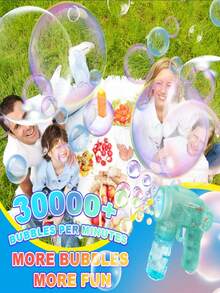 儿童新款七彩灯光6孔泡泡机吹泡泡玩具，精致小巧的手掌大小设计，适合儿童户外活动，适合男孩女孩，节日礼物 - 彩色 - 查看 2