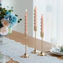 12/6pcs European Romantic Candle Holder Set, Polished Metal Tabletop Candle Holders Suitable For Pillar And Cone Candles, Elegant Centerpiece Decor For Christmas, Halloween, Easter, Thanksgiving, Home, Wedding, Party, Anniversary