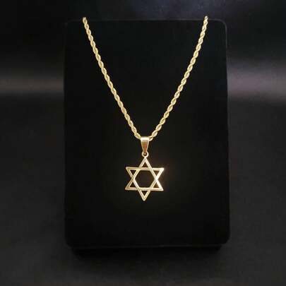Colar Cordão Baiano Com Pingente Estrela Dourada em Aço Inoxidável 316L