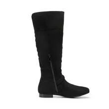 Women's Platform Knee High Boots Fashion Flat Pull On Fall Weather Slouchy Wild Knee High Boots - màu đen - Xem 2