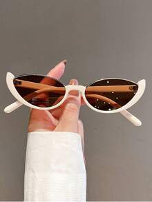 1副女士猫眼双色时尚眼镜，适合日常佩戴、海滩度假等场合 - 棕色 - 查看 1