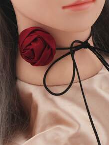 1 pieza Collar gargantilla de flor de rosa negra, gargantilla envuelta de estilo gótico oscuro, vintage y sexy con decoración de camelias, adecuado para vestidos, ocasiones formales, fiestas, regalo para amigos y citas