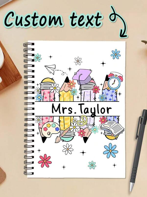 Notebook personalizzati - Note book con nome per insegnanti, Note note block a spirale, Regalo per esprimere gratitudine agli insegnanti e parole di Praise per gli insegnanti - Regalo del primo giorno di scuola, regalo per studenti, adatto per studentesse, regali per bambini, set di cancelleria scolastica essenziale per la scuola - Ritorno a scuola