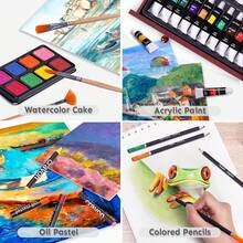 175 Piece Deluxe Art Set With Drawing Pads, Acrylic Paints, Crayons, Colored Pencils, Paint Set In Wooden, Professional Art Kit, Art Supplies Adults, Teens And Artist, WoodMuse Plus