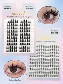 Asiteo 60片卡通风格假睫毛和160片下睫毛，DIY睫毛嫁接Cosplay假睫毛簇，轻盈妆容单片假睫毛，睫毛簇，单片假睫毛，假睫毛