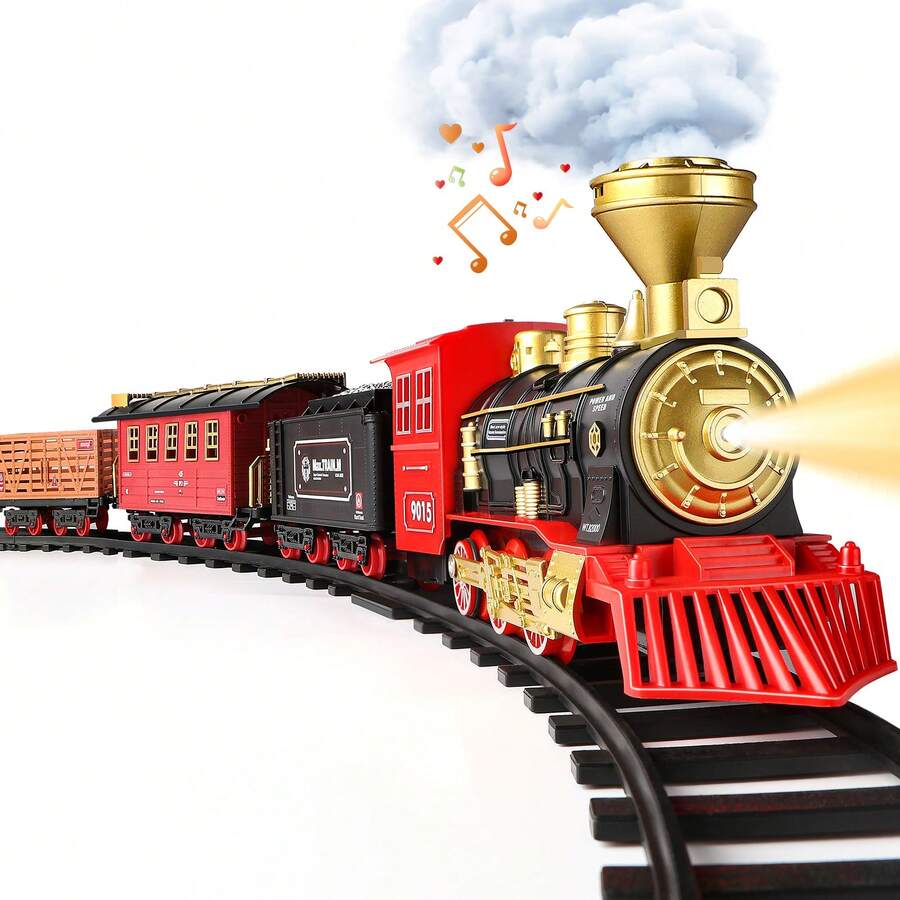 Train Set, Christmas Train Set With Steam, Light And Sounds,Model Train Toys For 4 5 6 7 8+ Years Old Boys Girls Xmas Birthday Gifts