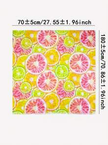 1 件水果印花轻质围巾/披肩，适合春夏季，防紫外线 - 彩色 - 查看 11