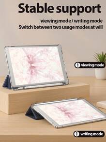 Beautiful Pink Flower Bow Pattern Transparent Silicone Shock-Absorbing Stand With Pen Slot, Suitable For Galaxy Tab A8 10.5, S6 Lite 10.4, S7/S8/S9Inch. It Supports Sleep Awakening As A Holiday Gift