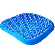 Gel Seat Cushion - Double Thick Honeycomb Cushion With Cloth Cover, Ergonomic & Cooling Design For Car, Wheelchair - 水鴨藍 - 查看 2