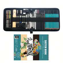 New 50pcs Sketch Tool Set, High-Gloss Metal Pen, Charcoal Pen, Pencil Drawing Art Sketch Set, Artist, Teenager, Adult Gift Set, Suitable For First Day Of School Gifts, Thoughtful Gifts For Partners And Family Members - 1 Bộ - Xem 5