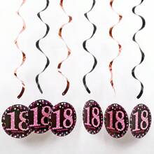 1set Rose Gold PVC Spiral Happy Birthday Swirl 18/21/30/40/50/60/70/80 Years Old Hanging Ornaments Birthday Party Decorations Birthday Decor