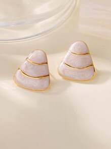 1 par de brincos triangulares esmaltados coloridos para mulheres, banhados a ouro, brincos geométricos de aço inoxidável, joias para piercing
