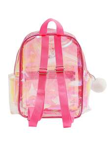 1pc Transparent Heart Design Backpack - Made Of PVC, Multiple Compartments And Practical Pockets, Zipper Closure, Travel & Everyday Use - Fashionable Accessory, Secure Zipper Closure - Multicolor - View 5