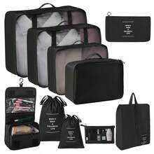 10Pcs Packing Cubes Compression Travel Luggage Storage Bags Organiser UK - Black - View 12