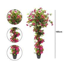 Artificial Bougainvillea Tree, 185 Cm Artificial Flowering Tree, Artificial Flowering Plants In Plastic Pot, Large Artificial Tree With Flowers For Home, Office, Garden And Porch Decoration - 185厘米 - 查看 3
