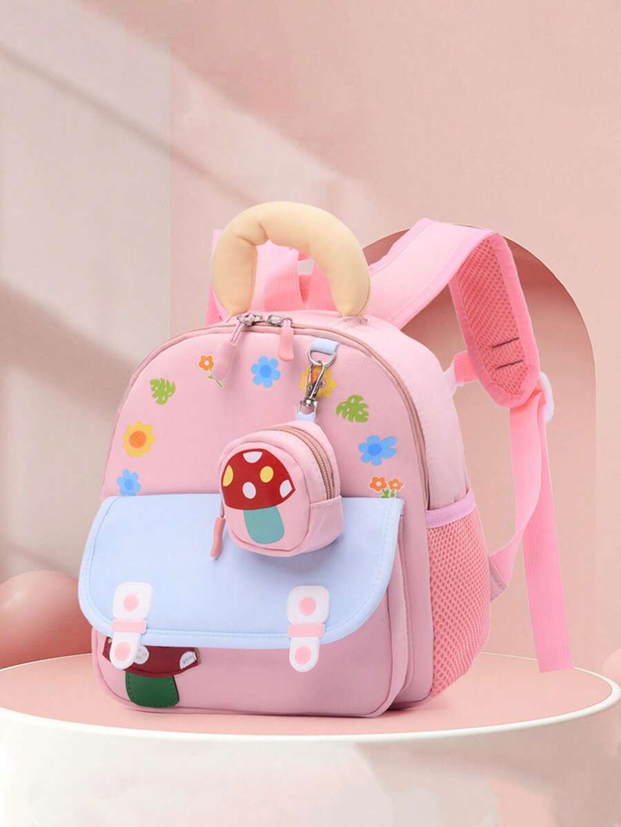 New Backpack With Mushroom Pattern, Suitable For Both Men And Women, Lightweight And Minimalist, Ideal For School Or Travel