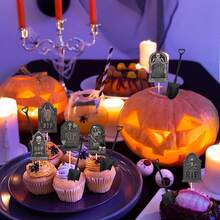 16/48 Pcs Halloween Cupcake Decorations, Gravestone Graveyard Cupcake Toppers, Novelty Mini Shovels, Suitable For Day Of The Dead Party, Birthday Party Decorations - Multicolor - View 7