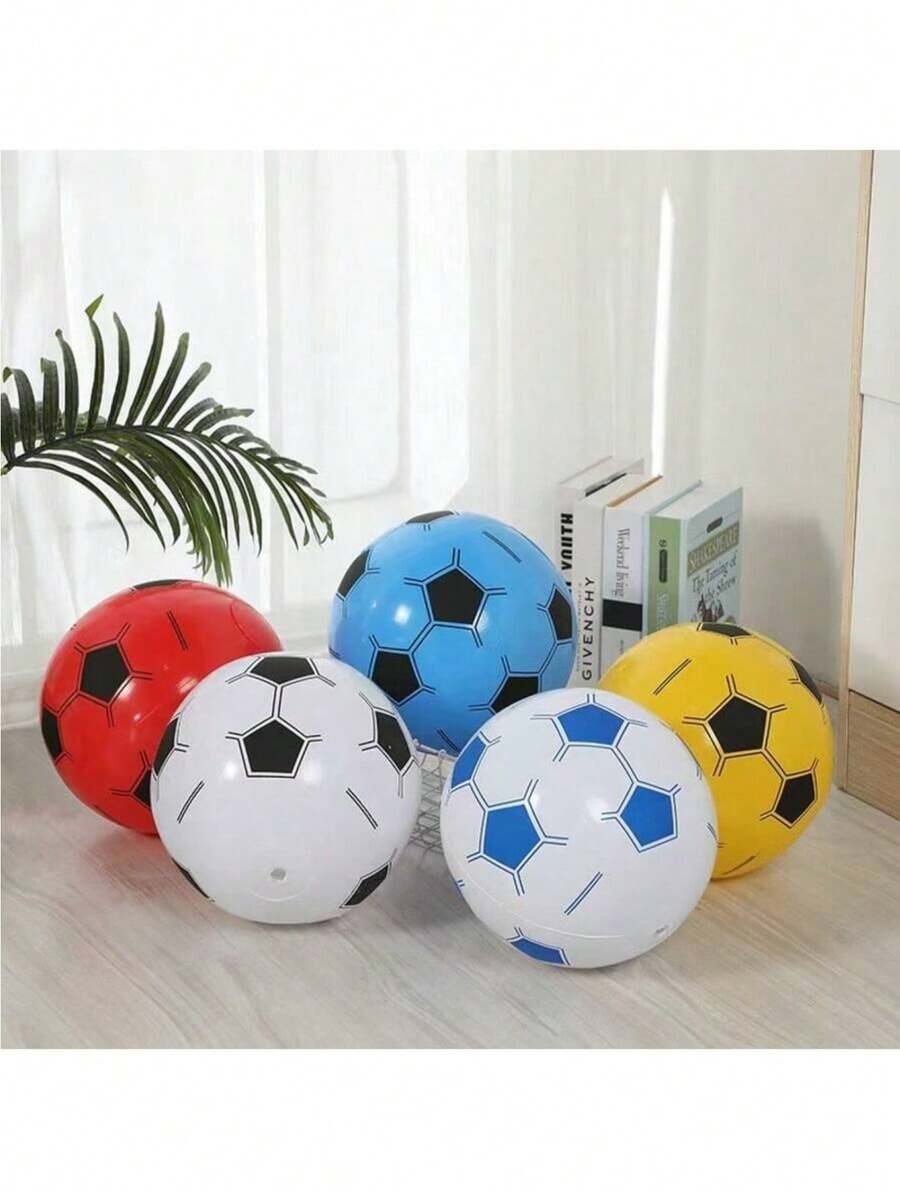 10pcs/5pcs Inflatable Water Soccer Balls, Beach Footballs, Outdoor Games Balls, Beach Party Decor Balls, Lightweight & Easy To Carry, Beach Essentials, Beach Accessories, Pool Float - Multicolor - View 1